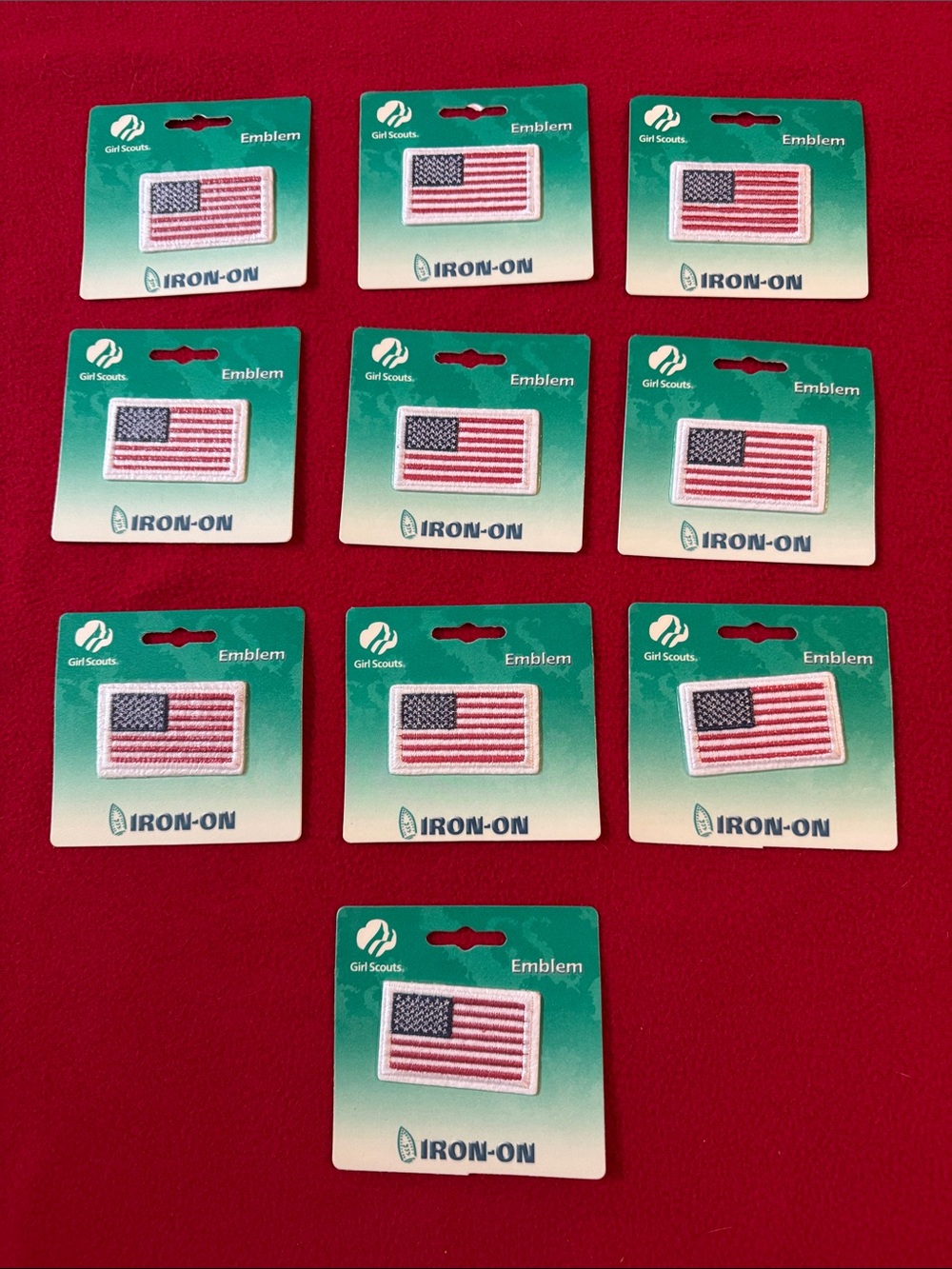 NIP Lot of 10 USA American Flag Embroidered  Iron On Patches Tactical Girl Scout